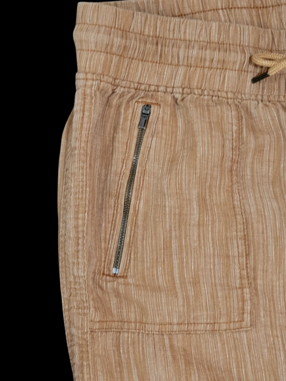 Athleta Cabo Linen Textured Wide Leg Pants Size 10 Brown Striped Drawstring 6576 - Picture 4 of 13